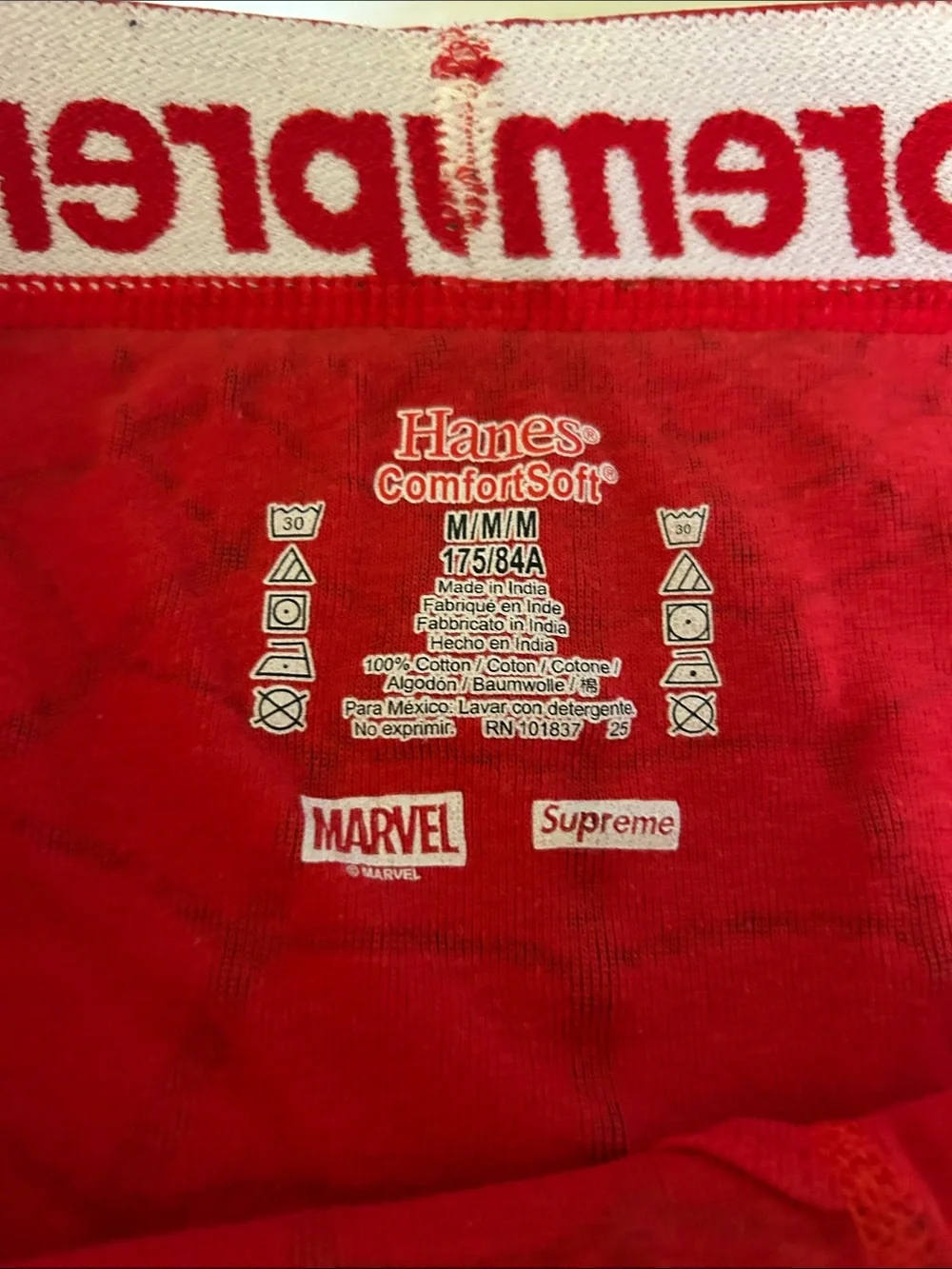Supreme Hanes Red Boxer Briefs with Black Web Pattern - Men's Underwear